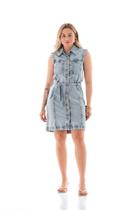 Vestido Jeans Feminino Arauto Midi Botões