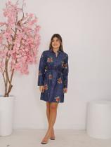 Vestido Jeans Feminino Chemise Manga Comprida Estampado Elegante Premium Vestido Jeans Feminino Chemise Manga Comprida Estampado Elegante Premium