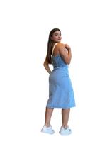 Vestido Jeans Feminino Midi Longo Casual sem alça Vestido Jeans Feminino Midi Longo Casual sem alça