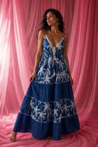 Vestido jeans leve longop folhagens em pintura Palak Vestido jeans leve longop folhagens em pintura Palak