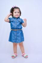 Vestido Jeans Levinho com Cinto Infantil Menina Tamanho 3 Mania Kids