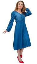 Vestido Jeans Liocel Manga Longa