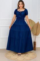 Vestido Jeans Longo 3 Marias Rodado Moda Evangélica Feminina