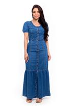 Vestido Jeans Longo Com Mangas Com Recortes