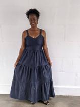 Vestido Jeans longo feminino D& A modas Vestido Jeans longo feminino D& A modas