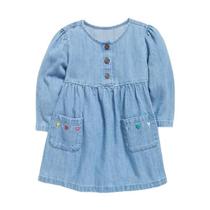 Vestido Jeans Manga Longa OLD NAVY - Bebê Menina