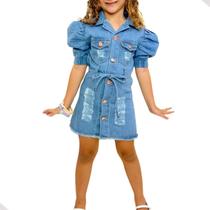 Vestido Jeans Menina Infantil Criança Presente Parque Shopping Aniversário Passeio Férias