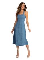 Vestido jeans midi com recortes lunender 20733
