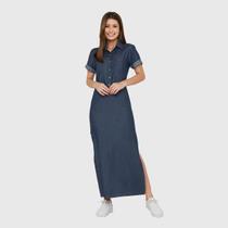 Vestido Jeans Miss Joy Feminino Chemise Longo 6975
