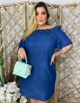 Vestido jeans plus size - azul tamanho 52