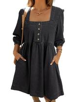 Vestido jeans Sidefeel 2025 para mulheres, primavera, verão, preto