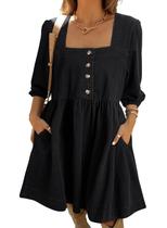 Vestido jeans Sidefeel, primavera, verão, manga 3/4 para mulheres