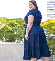 Vestido jeans três Marias de bolinha Vestido jeans três Marias de bolinha