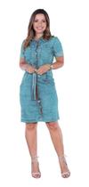 Vestido Jeans Tubinho Com Manga Curta E Botões - Moda Cristã - Lançamento