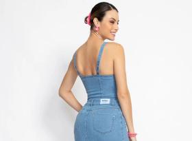 Vestido Jeans Tubinho Vestido Básico Moda Casual