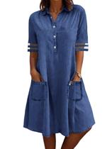 Vestido jeans utcoco 2026 de tule casual de manga curta para mulheres