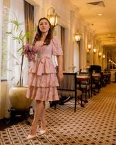 Vestido julia feminino com babado com estampa com cor única