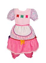 Vestido Junina Infantil Rosa Claro Caipira Bandeirinhas