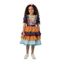Vestido Junino Bambolê Floral Com Calção Amarelo e Roxo