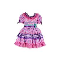 Vestido Junino Bambolê Floral Lilás Com Roxo Vestido Junino Bambolê Floral Lilás Com Roxo