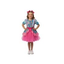 Vestido Junino Bambolê Floral Tule Com Calção Azul Rosa
