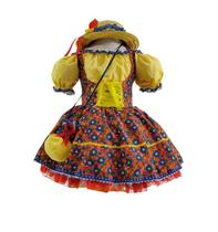 Vestido Junino Bebê Vermelho Chapéu e Bolsa 6 meses a 2 anos Vestido Junino Bebê Vermelho Chapéu e Bolsa 6 meses a 2 anos