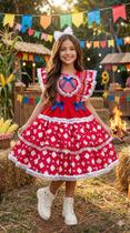Vestido Junino Bella Child Quermesse do Coração Vermelho - Tecido Tecno Sporting