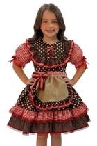 Vestido junino bolinhas com avental de juta bambolê 676 2 Vestido junino bolinhas com avental de juta bambolê 676 2