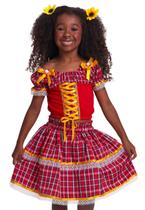 Vestido Junino Caipira Estampado Muvilê 4 ao 6