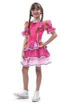 Vestido Junino Caipira Infantil Babados Rosa Festa Quadrilha Vestido Junino Caipira Infantil Babados Rosa Festa Quadrilha