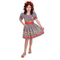 Vestido Junino Fantasia Caipira Caipirinha Xadrez Infantil São João Festa Junina