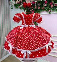 Vestido Junino Infantil Festa Luxo Caipira Vermelho Vestido Junino Infantil Festa Luxo Caipira Vermelho