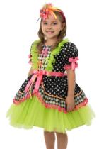 Vestido Junino Infantil Luxo Festa Junina Caipira Papilloo Verde 2
