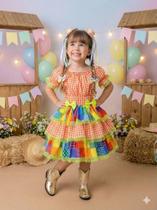Vestido Junino Infantil Luxo Quermesse do Sertão Laranja - Festa Junina
