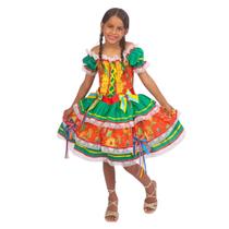 Vestido Junino Infantil Matutinha Colorido Algodão Festa - Vestido Junino Infantil Matutinha Festa