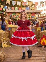 Vestido Junino Infantil Mimadine Luxo Fernanda Vermelho Vestido Junino Infantil Mimadine Luxo Fernanda Vermelho