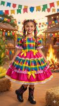 Vestido Junino Infantil Mimadine Luxo Priscila Pink Vestido Junino Infantil Mimadine Luxo Priscila Pink