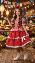 Vestido Junino Infantil Mimadine Luxo Stefanny Vermelho Vestido Junino Infantil Mimadine Luxo Stefanny Vermelho