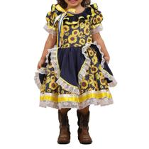 Vestido Junino Lelê Petit Avental Girassol Azul Marinho Vestido Junino Lelê Petit Avental Girassol Azul Marinho