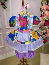 Vestido Junino Lilás Modelo 8 - Tecido Chita com Shortinho