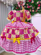 Vestido Junino Luxo Mimadine Pamela Infantil com Detalhes Renda para Festa Caipira