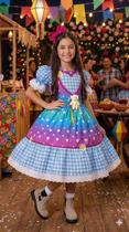 Vestido Junino Luxo Ursinho Quermesse Azul - Infantil Vestido Junino Luxo Ursinho Quermesse Azul - Infantil