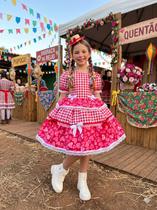 Vestido Junino Viviane Vermelho Corações Mimadine Luxo