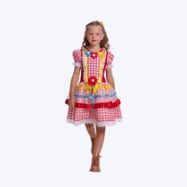 Vestido Junino Xadrez Vermelho com Tule Infantil Menina Muvile 6005 Vestido Junino Xadrez Vermelho com Tule Infantil Menina Muvile 6005