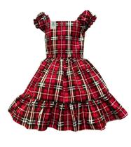Vestido Junino Xadrez Vermelho e Preto Tam.1-2 Anos
