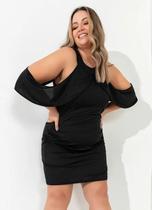Vestido Justo Com Babados Plus Size Decote Halter Alça