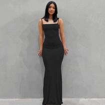Vestido Justo De Cintura Alta Para Mulheres, Cor Sólida, Sexy, Estilo Europeu E Americano 2024