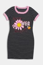 Vestido Juvenil em Ribana Listrada Preta e Branca - Destak Vestido Juvenil em Ribana Listrada Preta e Branca - Destak