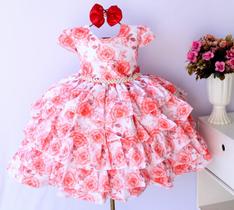 Vestido Juvenil Floral Festa Luxo Diversas Cores E Tiara Vestido Juvenil Floral Festa Luxo Diversas Cores E Tiara