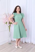 Vestido Juvenil Infantil saia plissada com forro e manga com babados